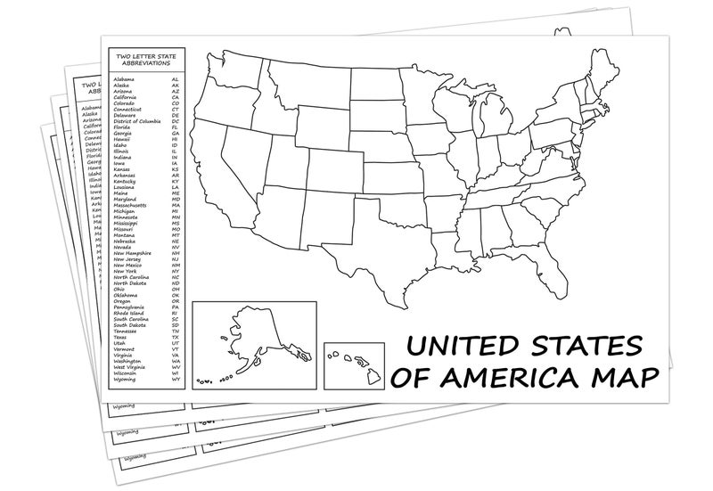 S Superfine Printing United States Map - USA Poster, US Educational Map - With 2 Letter State Abbreviation - for Ages Kids to Adults- Home/School/Office- Printed on 110Lb Card Stock - 11" x 17" Inches - Bulk Pack of 10 - Image 1